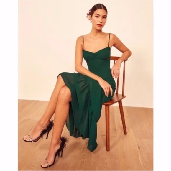 NEW Reformation Emersyn Dress Emerald 2 - Picture 17 of 17